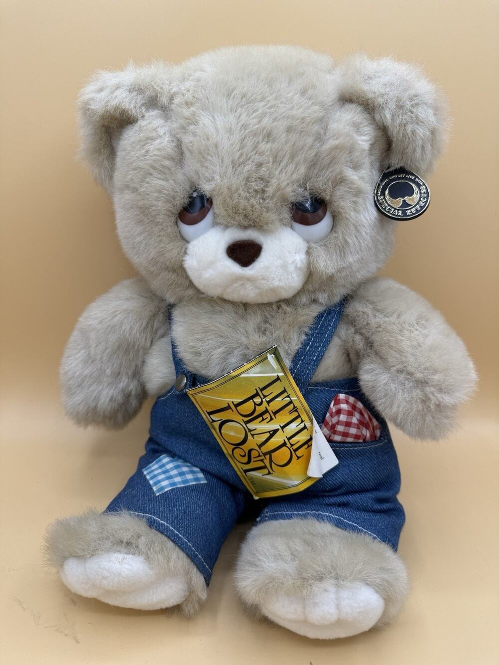 24K Polar Puff Little Bear Lost Plush Bear 13” Denim Overalls Tags Vintage